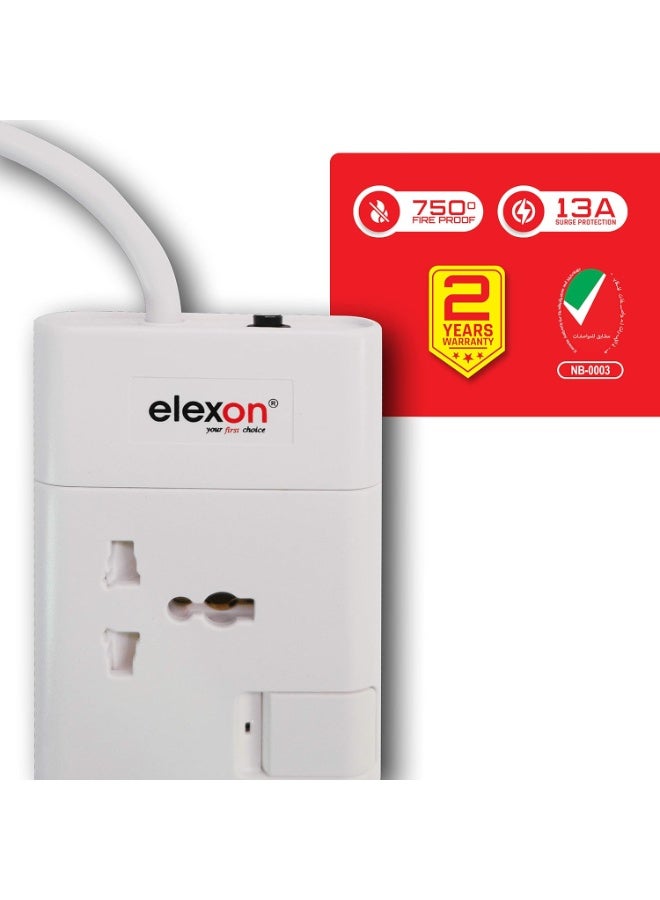 Elexon ESMA approved Universal Extension Strip Socket with 4 Way Plug 2 meter, Power Cord / Extension for Home, Office - Image 5