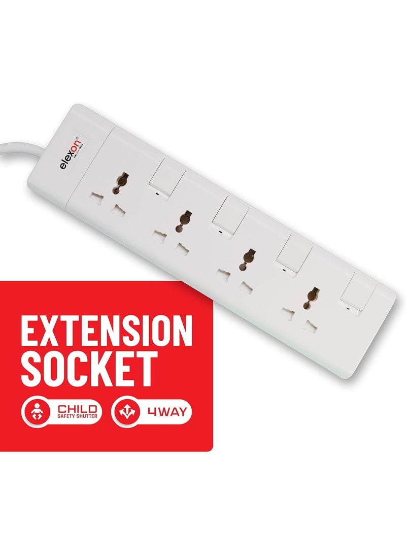 Elexon ESMA approved Universal Extension Strip Socket with 4 Way Plug 2 meter, Power Cord / Extension for Home, Office - Image 2
