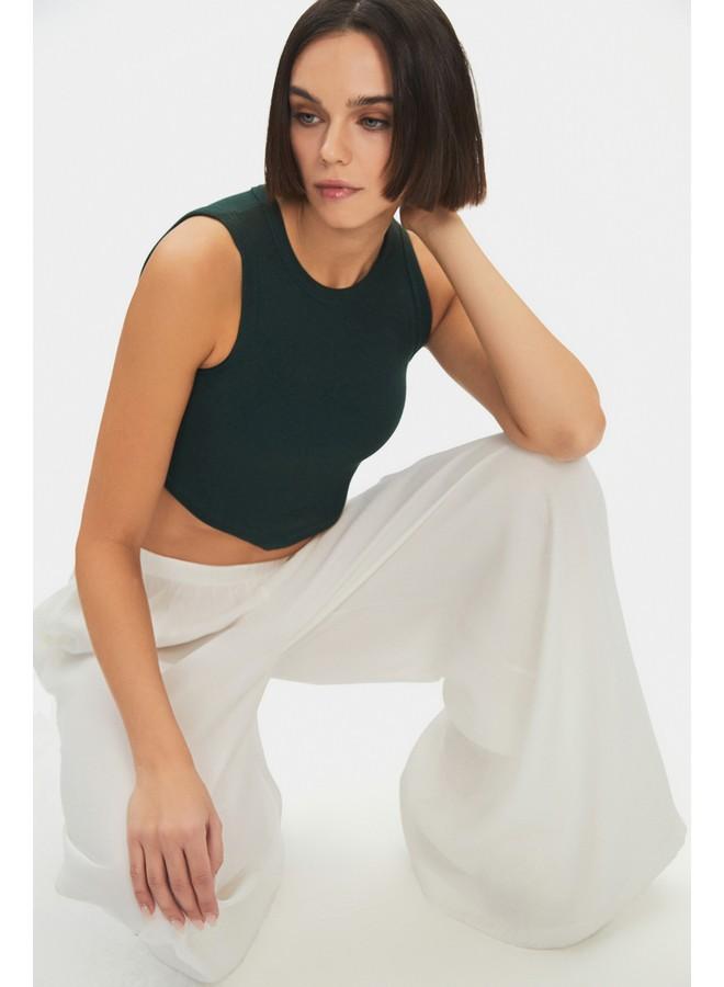 June Elastic Waist Flowy Trouser White - Image 4