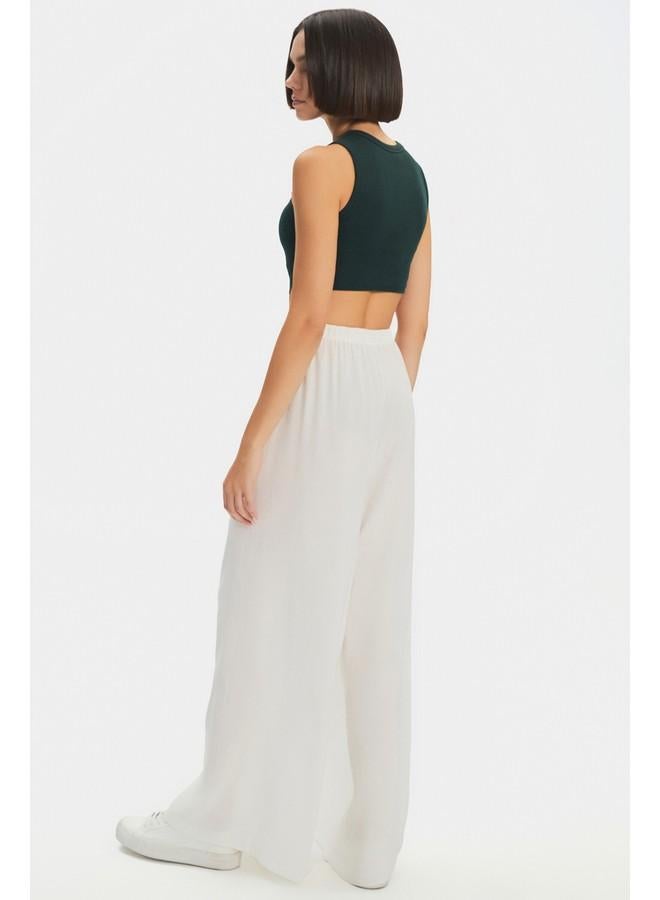 June Elastic Waist Flowy Trouser White - Image 5