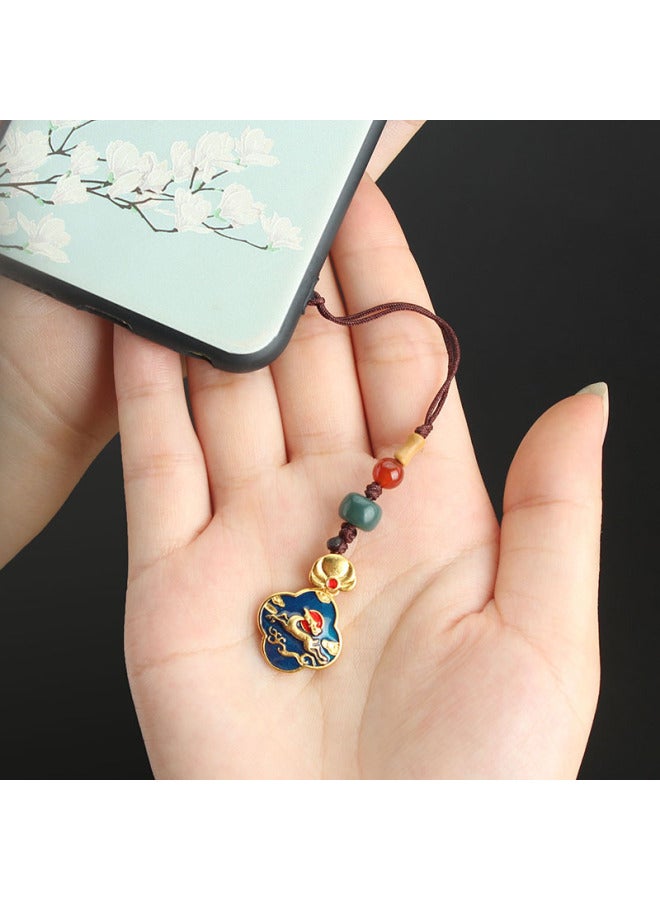 Retro Chinese Style Mobile Phone Chain Sand Gold Cloisonne Lotus Pendant Mobile Phone Lanyard Creative Gift U Disk Bag Ornaments-Specifications Support Image Upload:Daily God Deer Mobile Phone Lanyard  - Image 3