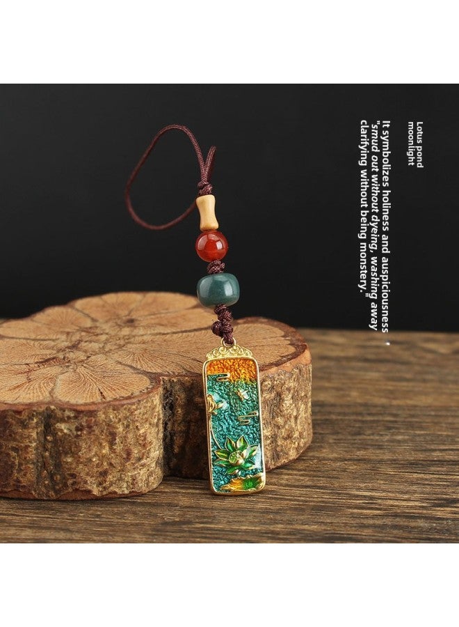 Retro Chinese Style Mobile Phone Chain Sand Gold Cloisonne Lotus Pendant Mobile Phone Lanyard Creative Gift U Disk Bag Ornaments-Specifications Support Image Upload:Daily God Deer Mobile Phone Lanyard  - Image 4
