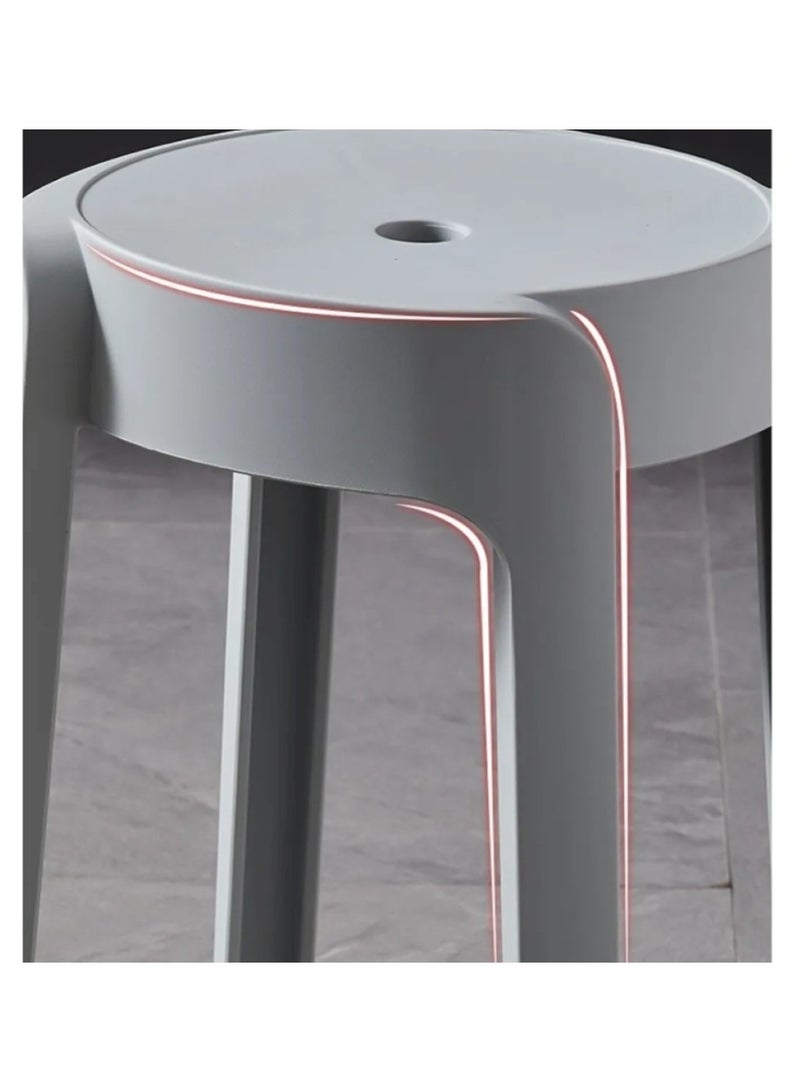 Huitich Thickened Plastic Stool for Dining Table & Home Use Stackable, Portable Round Stool (Grey, 30cm) - Image 5