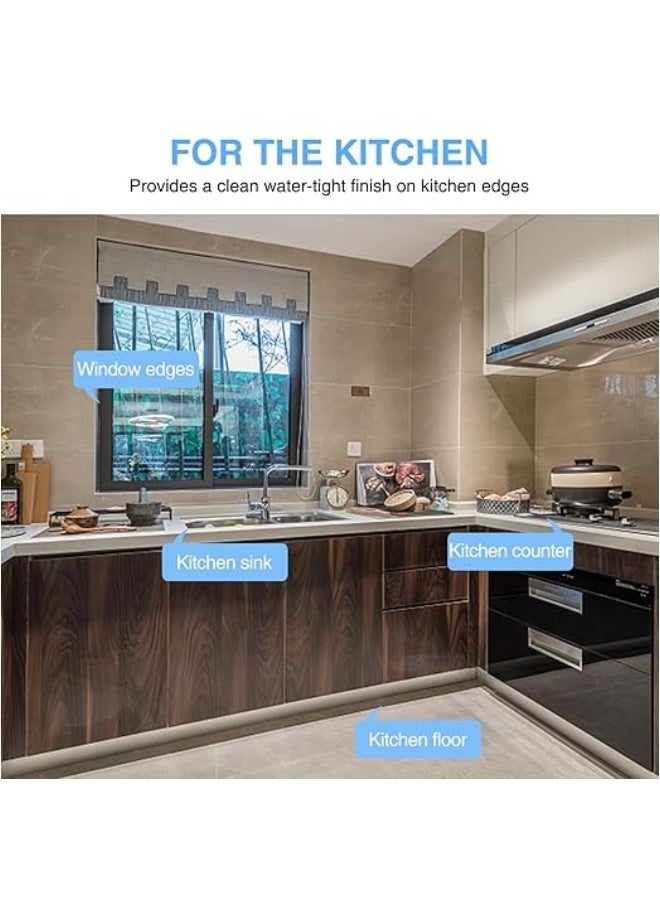 الدليبن شريط مانع للتسرب، شريط مانع تسرب ذاتي اللصق مقاوم للماء، شريط مانع تسرب للحمامات، شريط مانع تسرب لحوض الاستحمام، شريط مانع تسرب للمطبخ، واقي لحواف الجدران والأرضيات، مقاوم للماء، مضاد للشحوم، شريط مانع للتسرب لحوض المطبخ وحوض الاستحمام والحمام والدش والمرحاض (0.5 مم × 3 سم) - Image 5