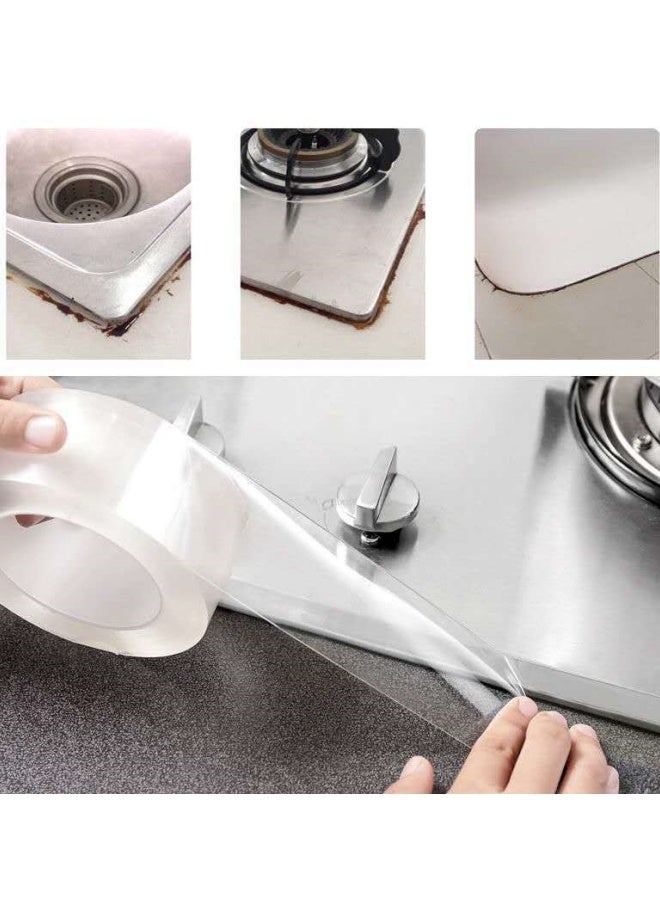 الدليبن شريط مانع للتسرب، شريط مانع تسرب ذاتي اللصق مقاوم للماء، شريط مانع تسرب للحمامات، شريط مانع تسرب لحوض الاستحمام، شريط مانع تسرب للمطبخ، واقي لحواف الجدران والأرضيات، مقاوم للماء، مضاد للشحوم، شريط مانع للتسرب لحوض المطبخ وحوض الاستحمام والحمام والدش والمرحاض (0.5 مم × 3 سم) - Image 3