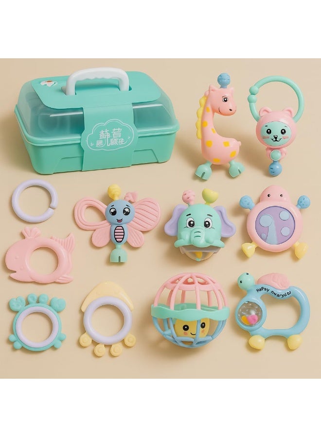 Toddler Rattle Set - 11 Pieces Soft Rubber Sensory Rattles for Infants and Newborns (Multicolor) - Image 1