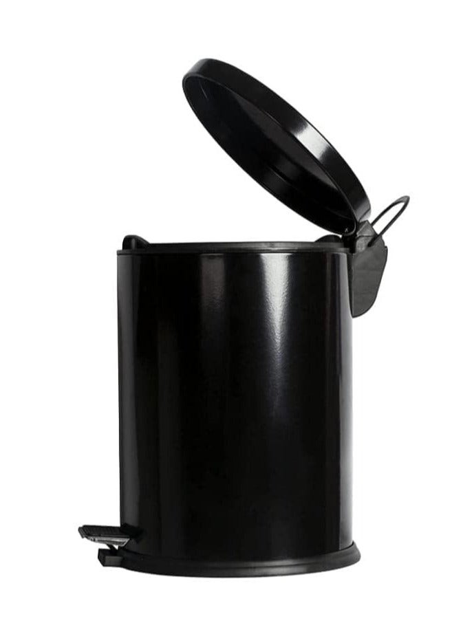 5L Black Stainless Steel Pedal Bin with Lid Top Opening - Image 2