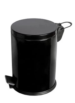 Generic 5L Black Stainless Steel Pedal Bin with Lid Top Opening  - Image 1