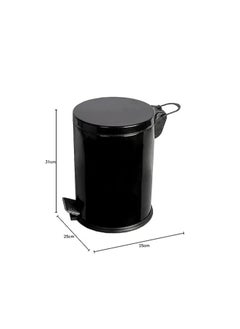 Generic 5L Black Stainless Steel Pedal Bin with Lid Top Opening  - Image 3