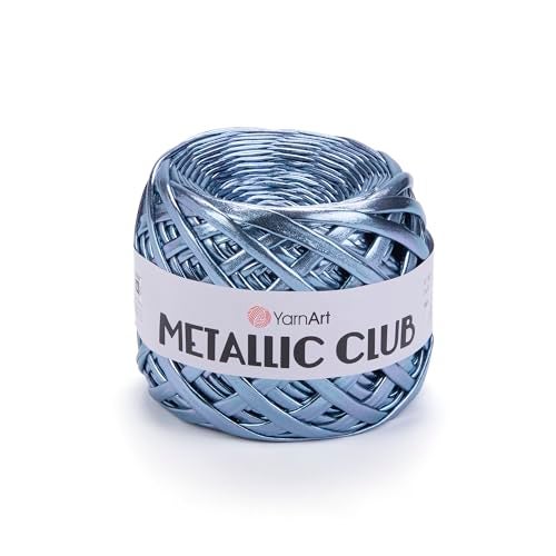 YarnArt Metallic Club Super Bulky T-Shirt 100% Polyester 6.35 oz / 180 gr, 60 yrds / 55 Meters, Shiny Colors, Handbag, Rug, Chic Night, Crochet Bag (8117) - Image 1
