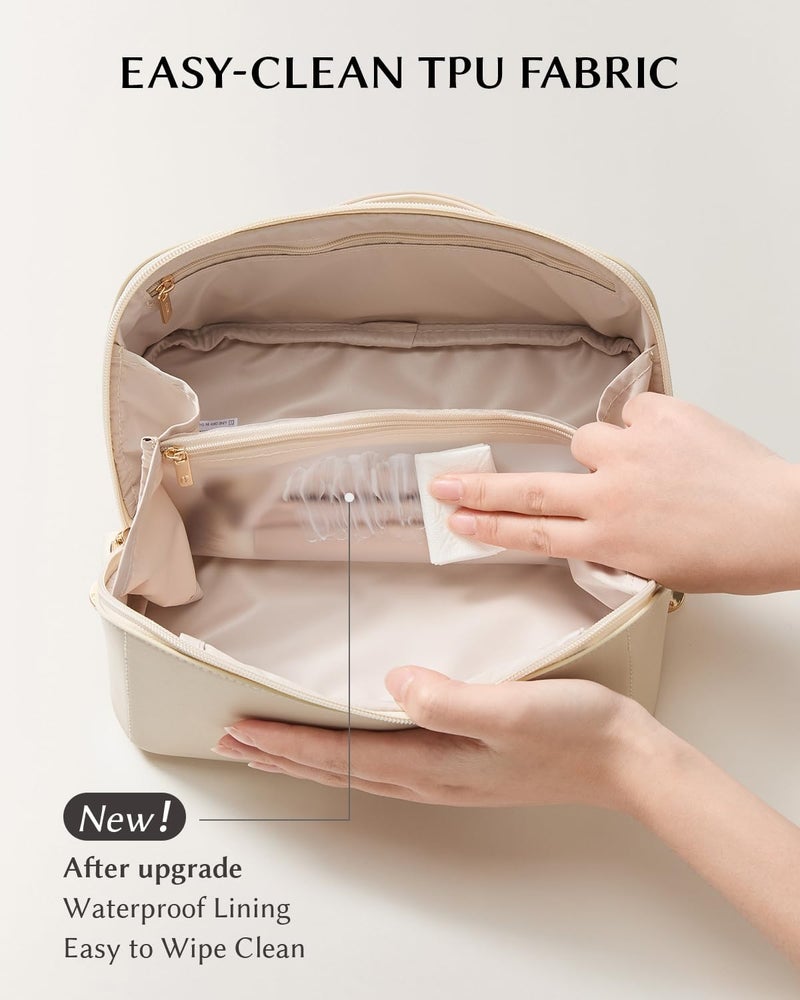 EACHY Travel Makeup Bag,Large Capacity Cosmetic Bags for Women,Waterproof Portable Pouch Open Flat Toiletry Bag Pattern Makeup Bag - Image 5