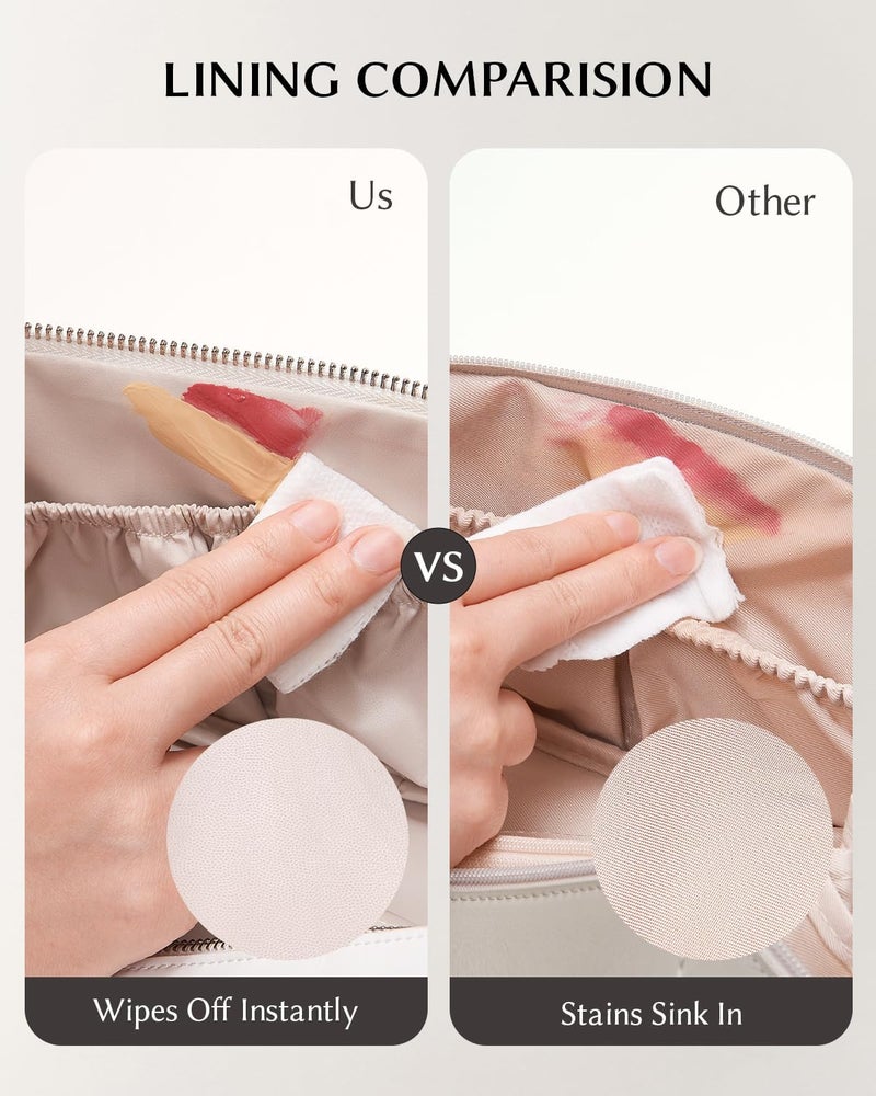 EACHY Travel Makeup Bag,Large Capacity Cosmetic Bags for Women,Waterproof Portable Pouch Open Flat Toiletry Bag Pattern Makeup Bag - Image 3