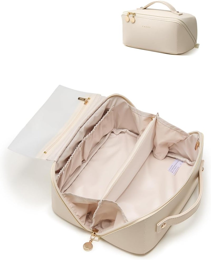 EACHY Travel Makeup Bag,Large Capacity Cosmetic Bags for Women,Waterproof Portable Pouch Open Flat Toiletry Bag Pattern Makeup Bag - Image 1