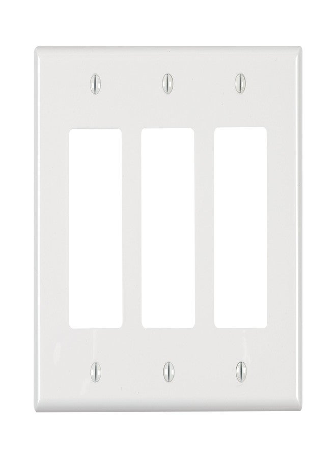 Leviton 3-Gang Decora/GFCI Decora Wallplate, Midway Size, PJ263-W, White