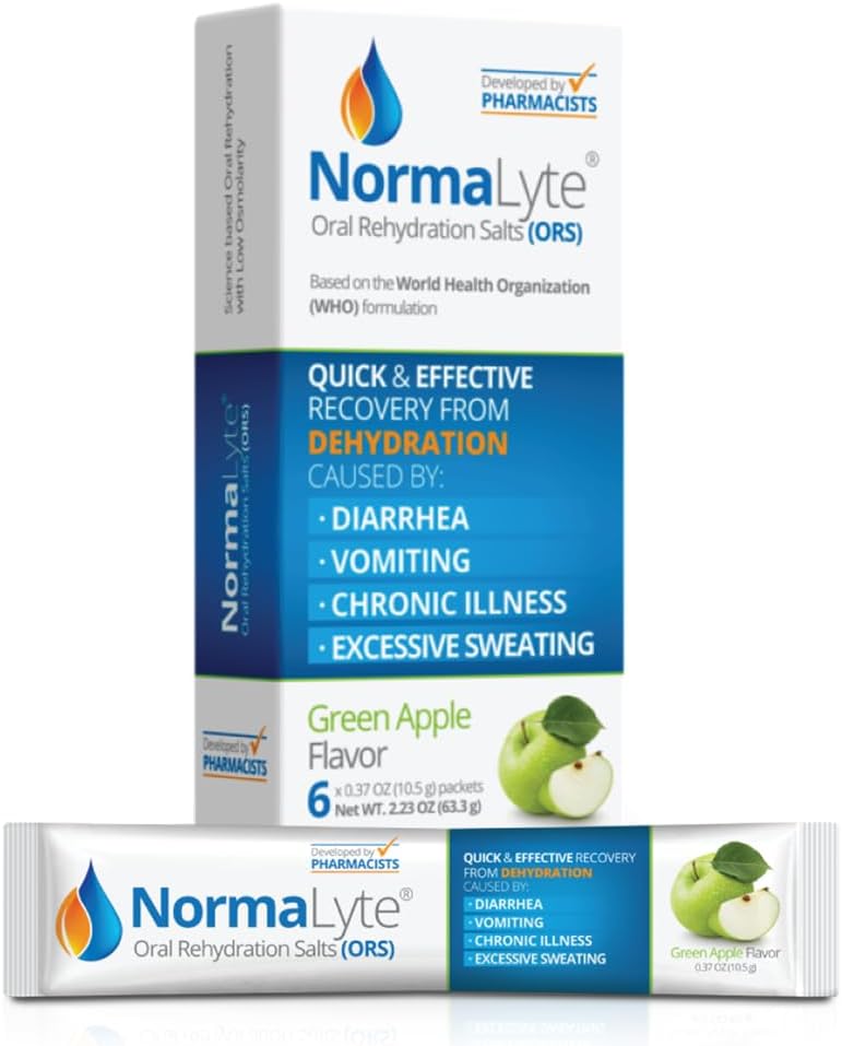 NormaLyte Oral Rehydration Salts Pack of 6 Apple  Energy Supplements Electrolytes Packets Potassium Supplement Hydration Sachet No Preservatives Vegan Dehydration - Image 1