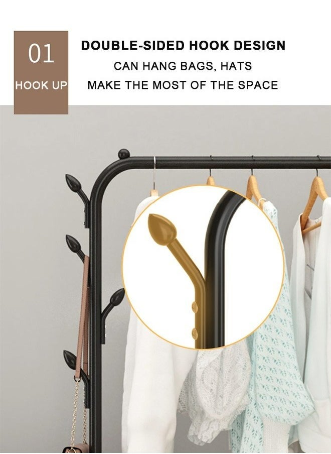 RollsTimi  Clothes Organizer And Holder Coated Metal Rack Black  - Image 2
