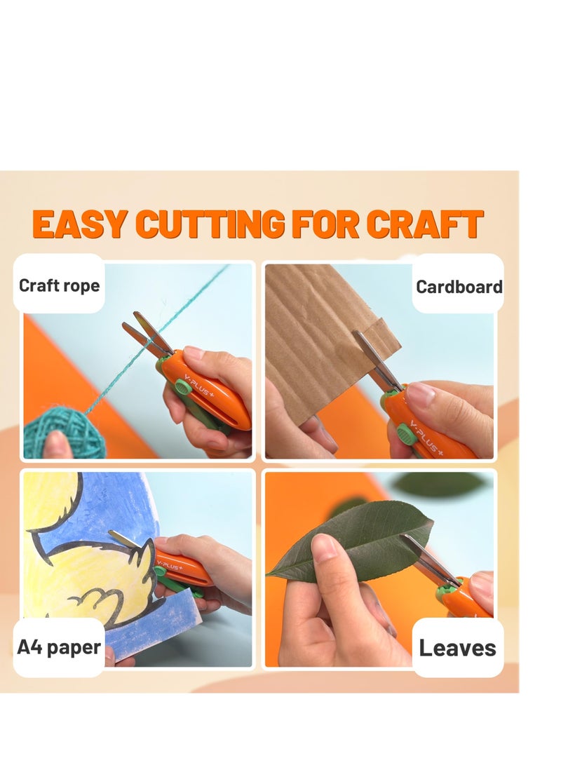 Excefore 3 Pack Retractable Small Scissors, Child Scissors with Cover, Suitable for Ages 3-5 Toddler Preschool Safety Scissors - Image 4