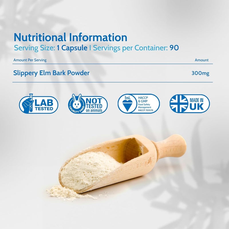 Health4All Slippery Elm 300mg 90 Capsules Digestive Health Acid Reflux Support Vegan Digestive Support Supplement Slippery Elm Inner Bark Powder Stomach Soothe Gluten Free Made in UK - Image 4