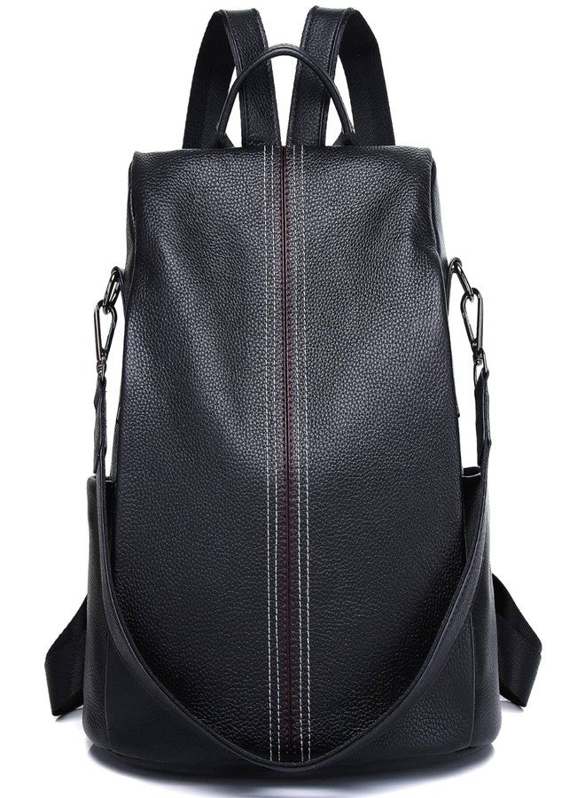 Wesccimo Genuine Leather Backpack Purse For Women Black Antitheft Real Soft Leather Fashion Daypack Shoulder Bag - Image 1