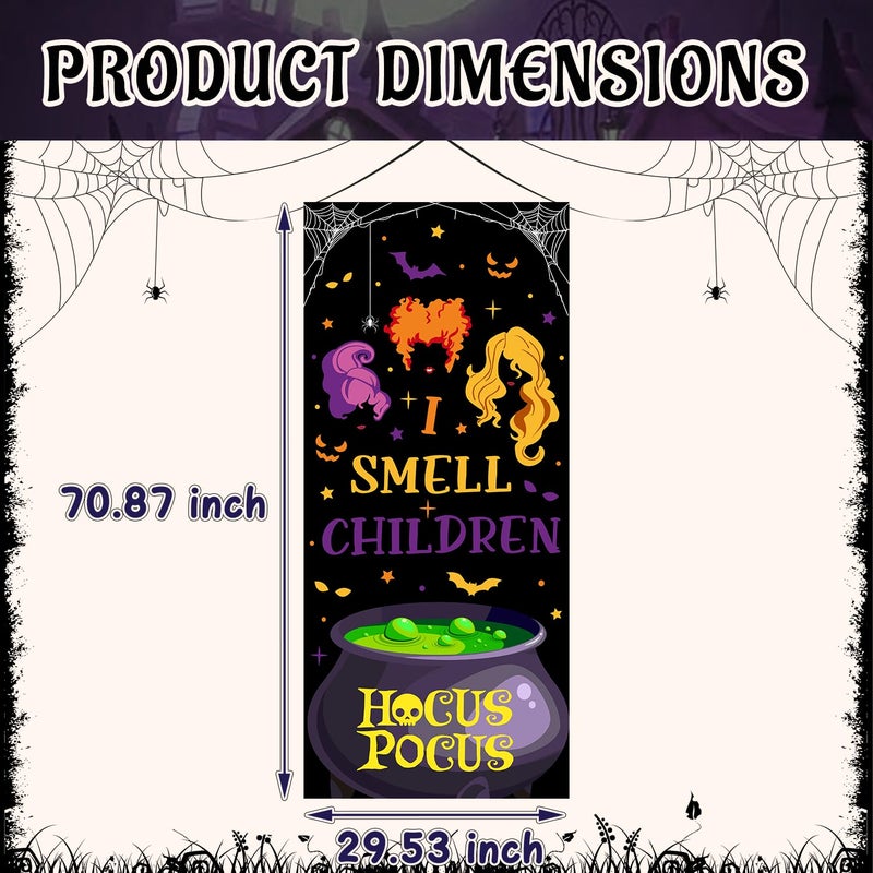Imishm Hocus Pocus ديكورات باب الهالوين Hocus Pocus أغطية أبواب الهالوين أغطية أبواب لزينة حفلات Hocus Pocus - Image 2