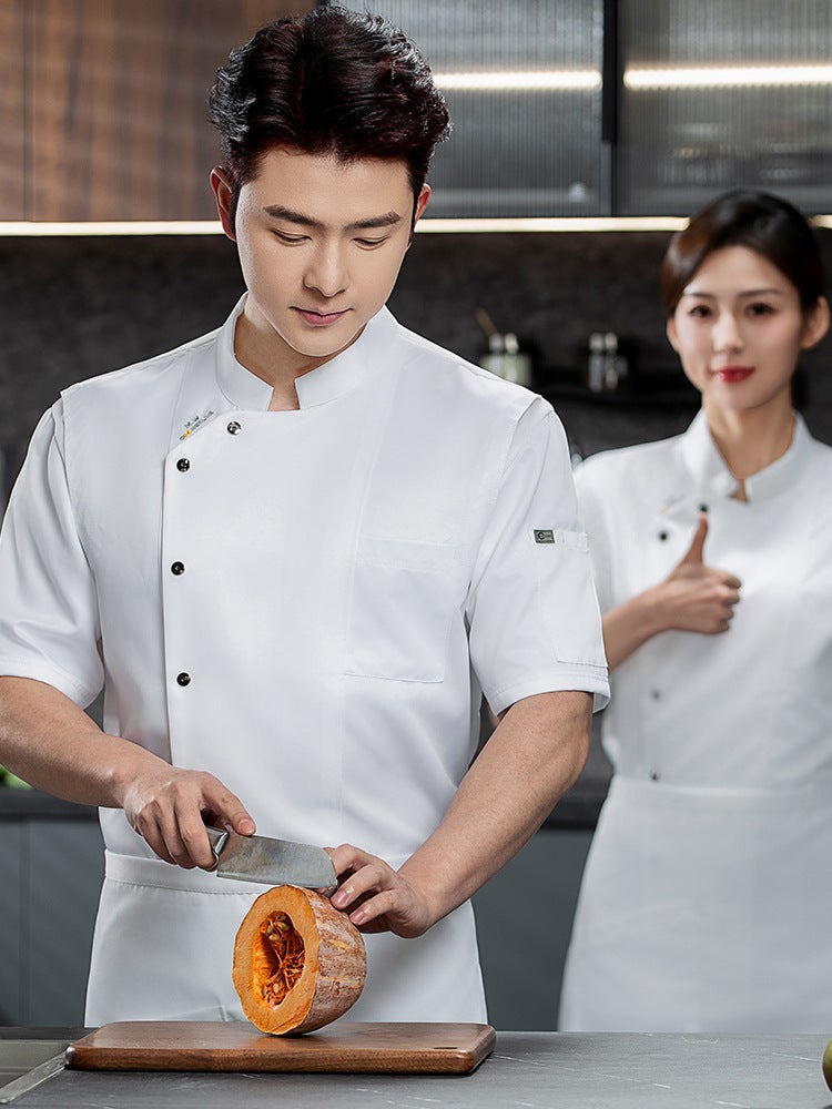 High-End Chef Work Clothes Short-Sleeved Summer Breathable Chinese And Western Restaurant El Kitchen Restaurant Thin Work Clothes Canteen - Image 4