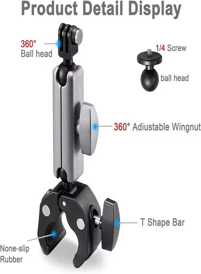 ADOFYS Camera Bike Mount Clamp Motorcycle Handle Holder Aluminum for Phone and Insta360 X5 X4 X3 Ace Pro Go 3S, for DJI Osmo Pocket 3 2 Mobile 7P Action 5 Pro 4 3, for GoPro Max Hero Mini Accessories - Image 2