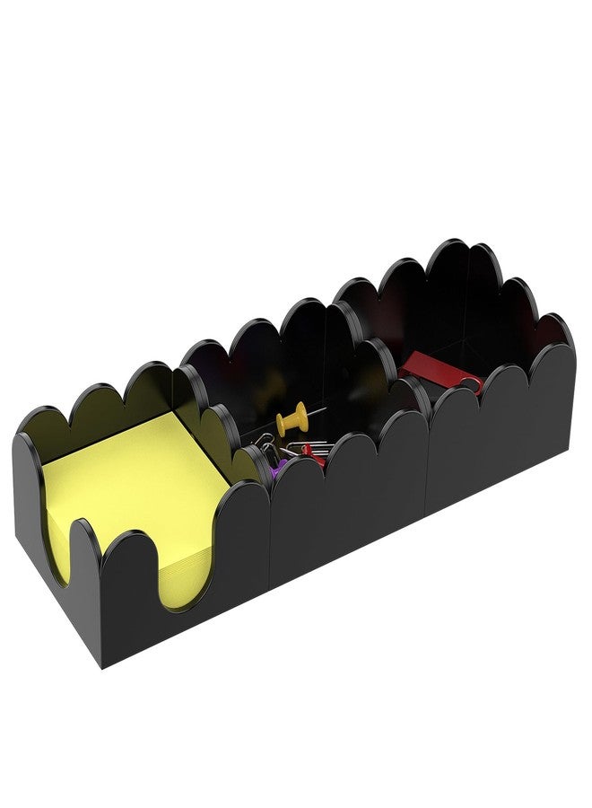 YAGELI YAGEL Magnetic 3-in-1 Acrylic Sticky Note Holder & Dispenser | Black Modern Desk Organizer for Post-it Notes, Office, School, Home | with Non-Slip Base, Holds 3x3 Memo Pads - Image 1