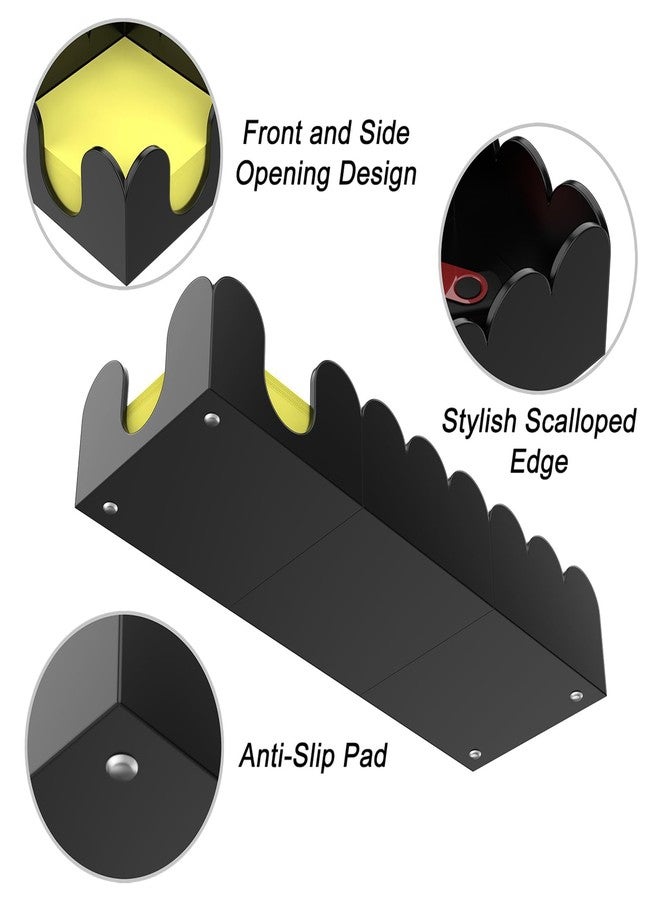 YAGELI YAGEL Magnetic 3-in-1 Acrylic Sticky Note Holder & Dispenser | Black Modern Desk Organizer for Post-it Notes, Office, School, Home | with Non-Slip Base, Holds 3x3 Memo Pads - Image 2