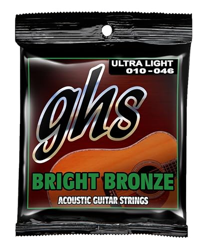 GHS Strings - Bright Bronze Acoustic Guitar Strings – Ultra Light Gauge 10-46 (BB10U Set) – 80/20 Bronze Copper-Zinc Alloy – Bright Tone, Extra Clarity, Long-Lasting Guitar Strings - Image 1