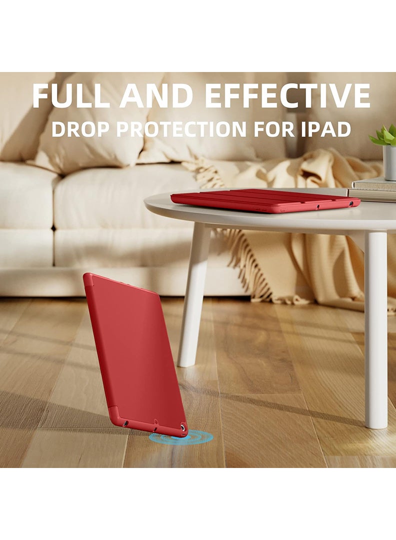 Theodor iPad 9th/8th/7th Generation Case (2021/2020/2019) iPad 10.2-Inch Case with Pencil Holder [Sleep/Wake] Slim Soft TPU Back Smart Magnetic Stand Protective Cover Cases Red - Image 3