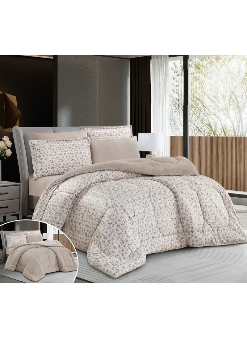 Horse Double bedspread made of soft velvet and fur with a floral design to provide you with warmth and comfort - Image 1