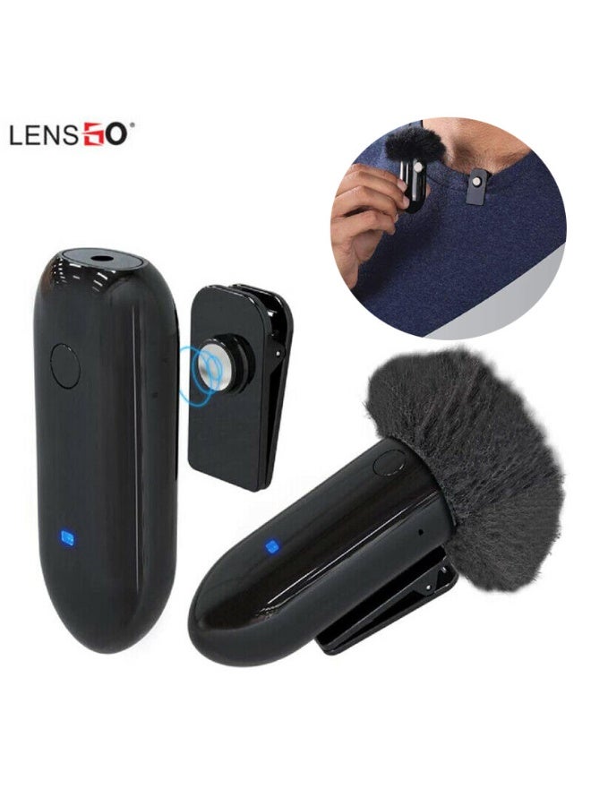 LENSGO Professional Wireless Lavalier Microphone System with 20 UHF Channels, Omnidirectional Audio Pickup & Long-Range Stable Transmission for Cameras and Smartphones Mini Rechargeable Lapel Microphone with Transmitter and Receiver, Magnetic Clip Design & Clear Professional Sound for Vlogging, Interviews, Podcasts and Live Streaming - Black - Image 4