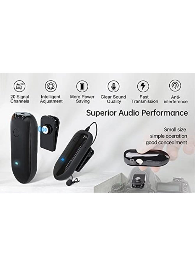 LENSGO Professional Wireless Lavalier Microphone System with 20 UHF Channels, Omnidirectional Audio Pickup & Long-Range Stable Transmission for Cameras and Smartphones Mini Rechargeable Lapel Microphone with Transmitter and Receiver, Magnetic Clip Design & Clear Professional Sound for Vlogging, Interviews, Podcasts and Live Streaming - Black - Image 3