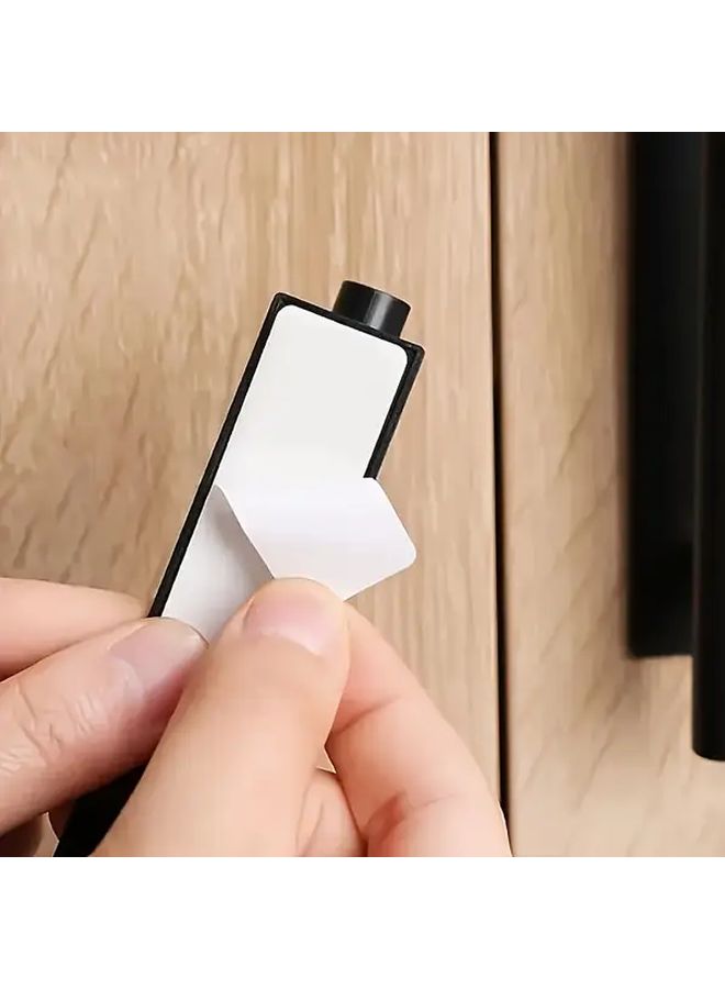 Black Self Adhesive Cabinet Door Pulls 4pcs No Drill Installation Heavy Duty Plastic Handles - Image 2