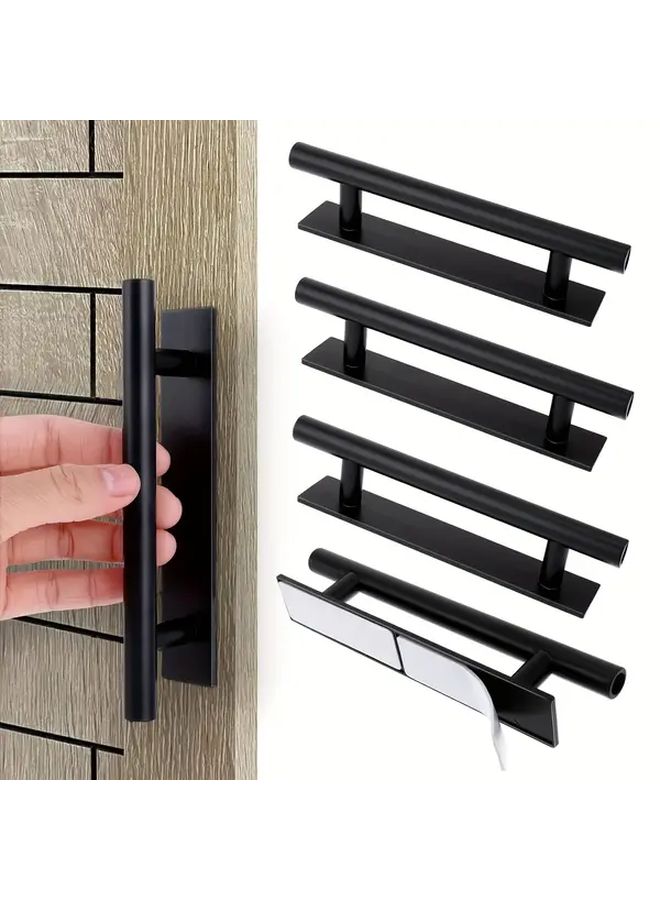 Black Self Adhesive Cabinet Door Pulls 4pcs No Drill Installation Heavy Duty Plastic Handles - Image 1