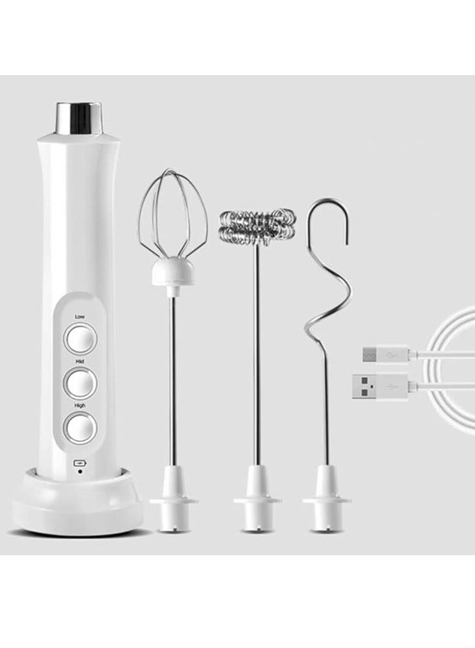 3 In 1 Portable Rechargeable Electric Milk Frother Foam Maker Handheld Foamer High Speeds Drink Mixer Coffee Frothing Wand  - Image 1