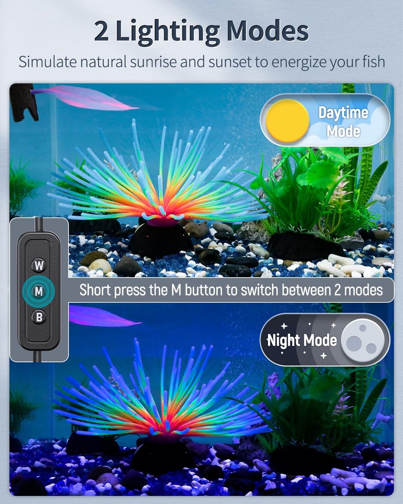 Pawfly 11W Aquarium LED Light for 12 to 18 Inch Fish Tanks Extendable Fish Tank Light with Full Spectrum Brilliant White Blue Red Lights with Daytime & Night Modes and Adjustable Brightness - Image 4