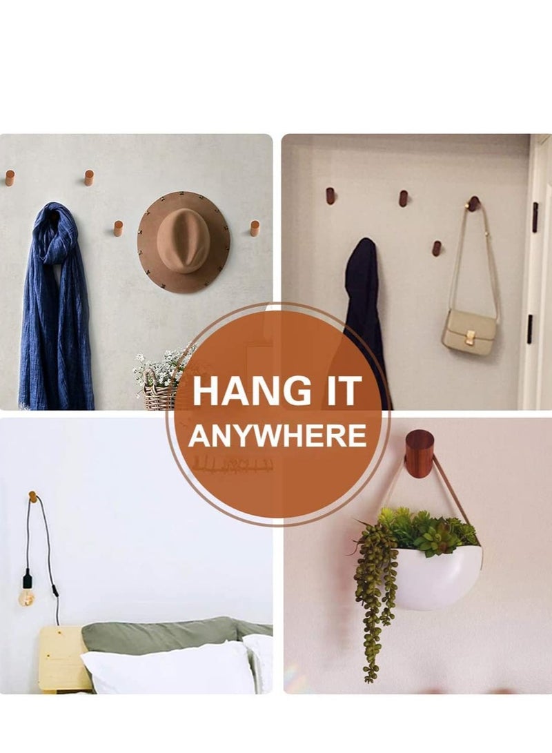Barakah Wall Hooks, 4 Pack Natural Wood Coat Hooks Mounted, Rustic Rack Hat Robe Hook Entryway Hangers Heavy Duty for Hanging Towels, Beech - Image 5