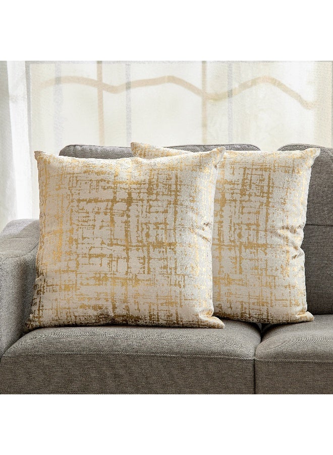 Home Box Glitz Distress Foil Printed Cushion Set - Yellow - Image 1