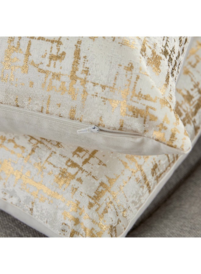 Home Box Glitz Distress Foil Printed Cushion Set - Yellow - Image 5