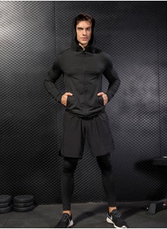 Loquat Men Quick Dry Breathable Running Tracksuit Black  - Image 1