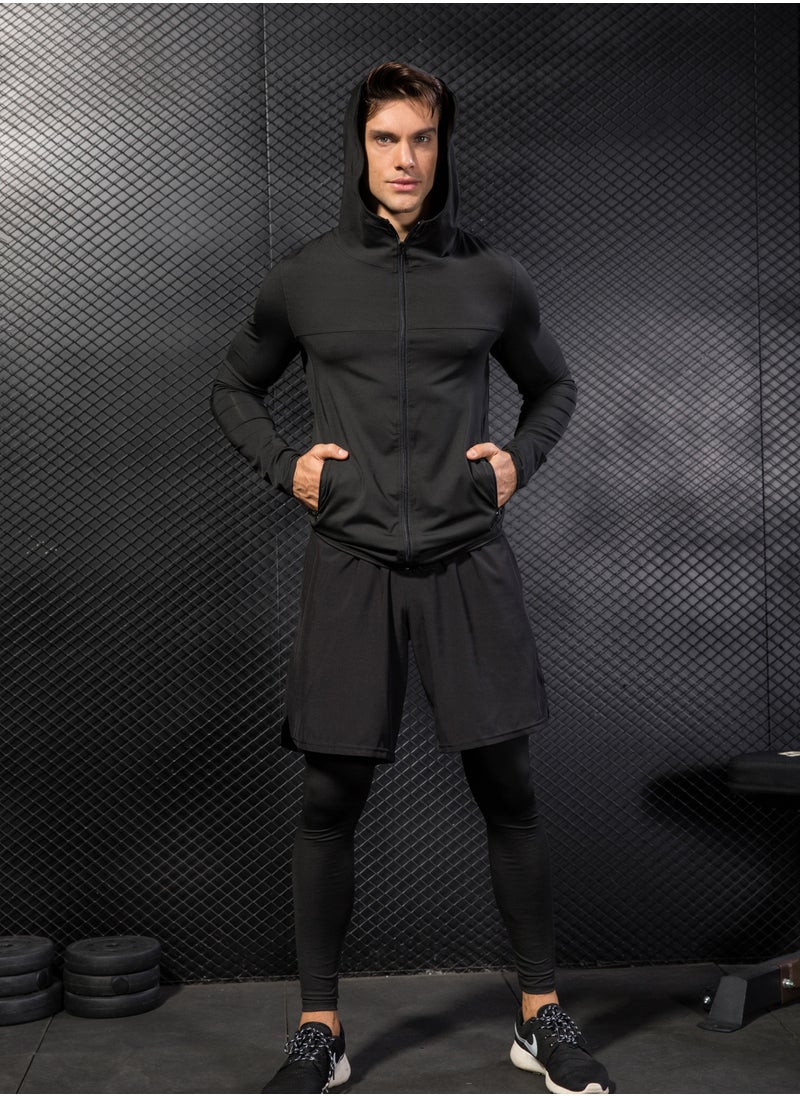 Loquat Men Quick Dry Breathable Running Tracksuit Black  - Image 1