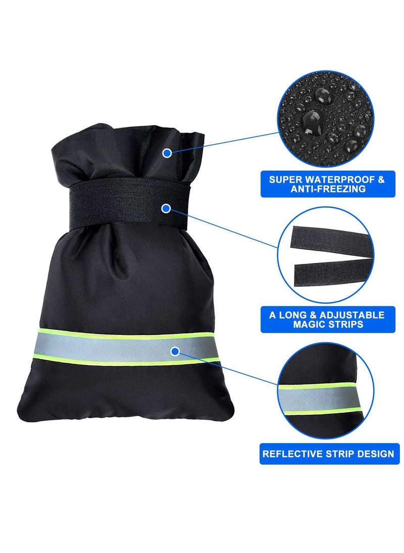SYOSI Outdoor Faucet Cover, Faucet Cover Socks for Winter Freeze Protection with Reflective Strips, Waterproof Insulated Spigot Tap Cover, Reusable Sprinkle Valve Insulation Wrap and Hose Bib Cover, 4 Pack  - Image 4