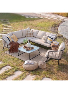 DANUBE HOME Scarlette 6-Seater Outdoor Sofa Set | Steel Frame Garden Furniture I Modern Design Lounge Sofa Sets | 5 Pieces Outdoor Seating Table And Chairs Set For Patio Balcony Lawn Yard  - Image 4