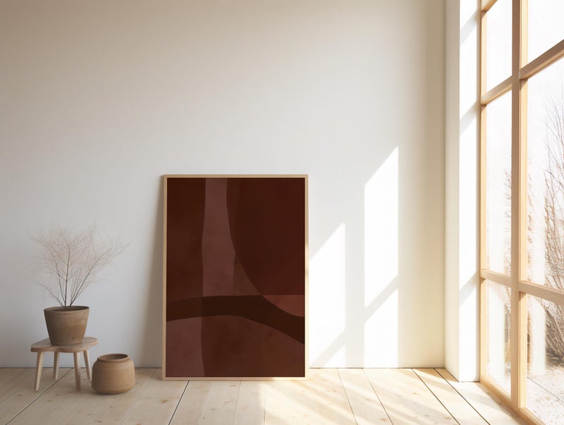 TNESSENTIAL Deep Burgundy Abstract Wall Art | Moody Curved Shapes – Fine Art Poster Print - Image 3