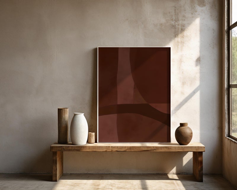 TNESSENTIAL Deep Burgundy Abstract Wall Art | Moody Curved Shapes – Fine Art Poster Print - Image 2