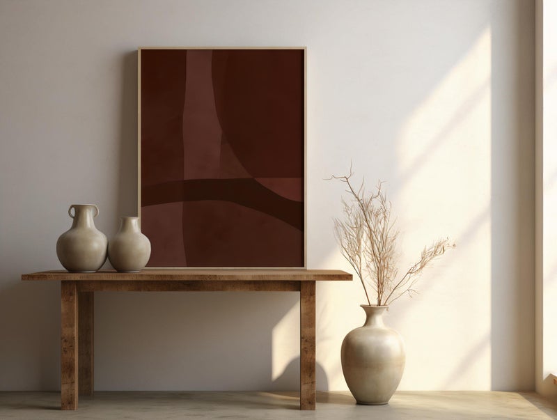 TNESSENTIAL Deep Burgundy Abstract Wall Art | Moody Curved Shapes – Fine Art Poster Print - Image 4