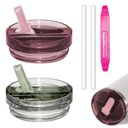 Gestarich Upgraded 2 Pack 30 OZ Flip Straw Lid for Stanley Quencher ProTour,Leak Proof Lid Replacement for Stanley H2.0 Quencher,No Spill Detachable Tumbler Cup Lids,Stanley Cup Accessories - Image 1