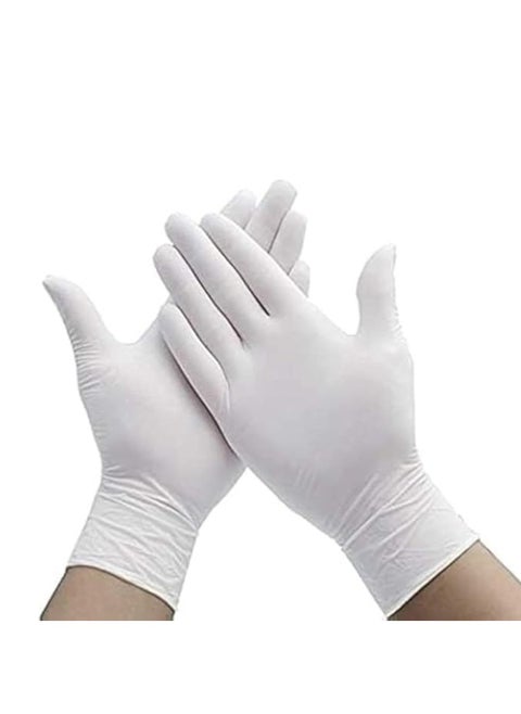 Multi-use white rubber gloves or gloves without powder, a package containing 100 pieces, to keep hands clean for home, cleaning, work, and clinics for doctors and nurses
