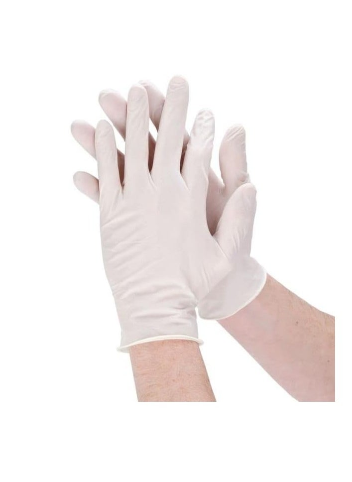 Multi-use white rubber gloves or gloves without powder, a package containing 100 pieces, to keep hands clean for home, cleaning, work, and clinics for doctors and nurses